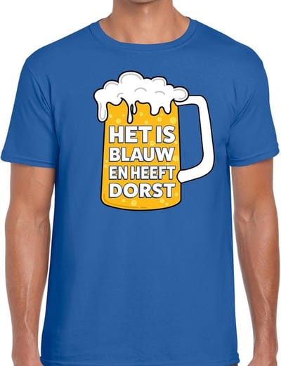 Het is blauw en heeft dorst t-shirt heren - tekst shirt Het is blauw en heeft dorst voor heren S