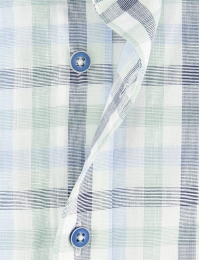Overhemd Giordano groen blauw geruit met borstzak