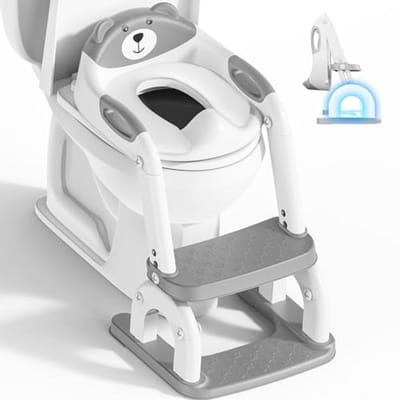 Kindvriendelijke WC-bril met trap – Verstelbare 2-in-1 Toilettrainer voor Jongens en Meisjes