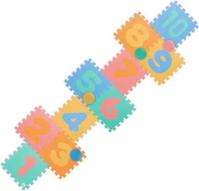 puzzel speelmat - cijfers - 21-delig - 4 balletjes - hinkelspel - zonder schadelijke stoffen
