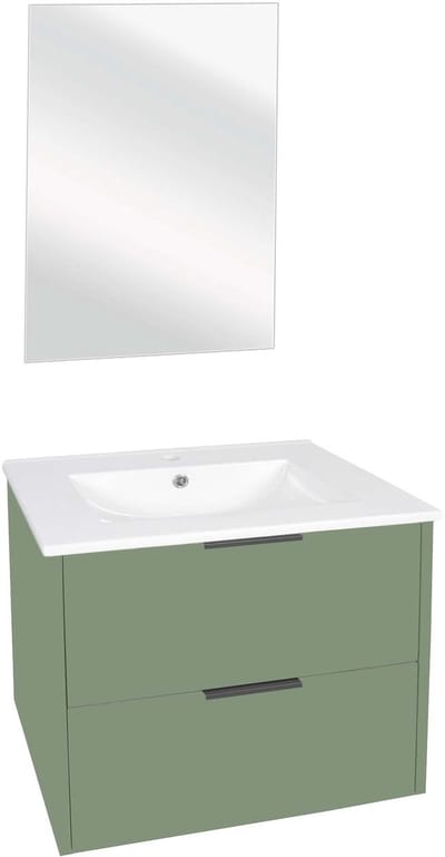 Differnz Bolo badkamermeubelset 61x50x46cm FSC MFC board / Wit keramiek Groen mat