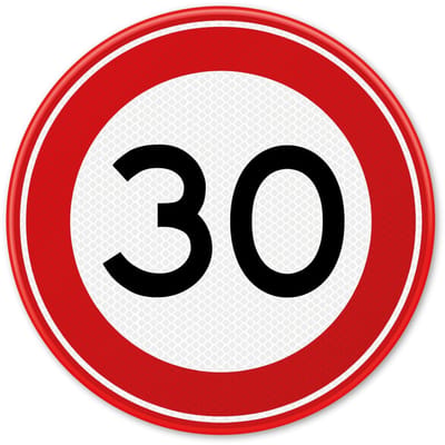 Verkeersbord Maximum snelheid 30km - A01-30 - Weerbestendig Aluminium - Ø60 cm - Bevestiging: Zonder bevestiging (alleen het bord)