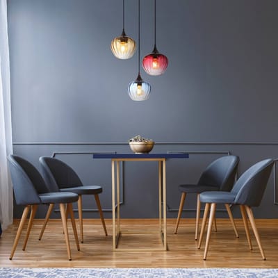 Globo Hanglamp Sander, Ø 45 cm, bont, glas, 3-lamps.
