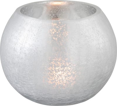 J-Line windlicht Bol Craquelé - glas - zilver - medium