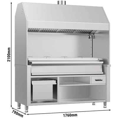 GGM Gastro Holzkohlegrill BERLIN - 1760mm - Edelstahl Zilver