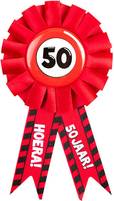 Paperdream 50 jaar rozet - leeftijd badge - 50e verjaardag - rood - feestartikelen - Abraham / Sarah