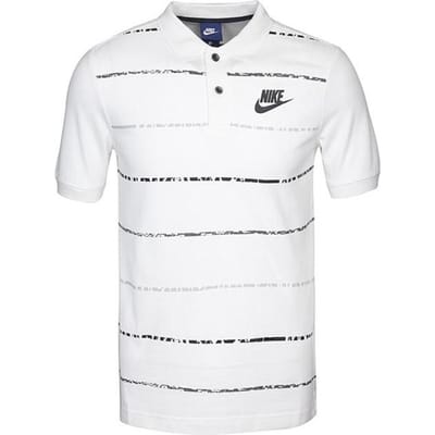 Polo à Manches Courtes Rayé Imprimé Logo Lettre Nike Homme Polos Blanc 833884-100 XL white