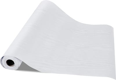 Peel And Stick Tapijt, 45cm x 10m Contactpapier Met Wit Houttekstuur Ontwerp, Waterdicht Self-Adhesief Vinyl Rol, Eenvoudig Te Toepassen en Reinigen, Ideaal voor Slaapkamer, Keuken, Kantoor, Badkamer en Bureau Decoratie