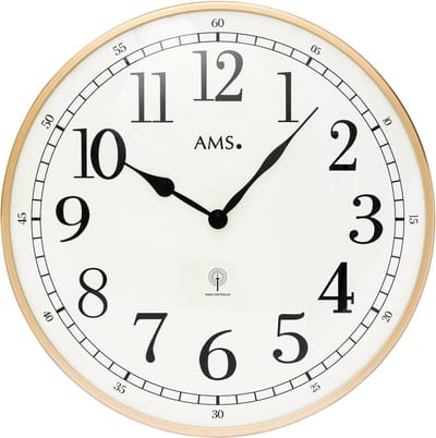 AMS F5607 - Wandklok - Radiogestuurde tijdsaanduiding - Metaal - Mineraal Glas - Rond - diameter 40 cm ø - Rosékleurig - Wit - Zwart