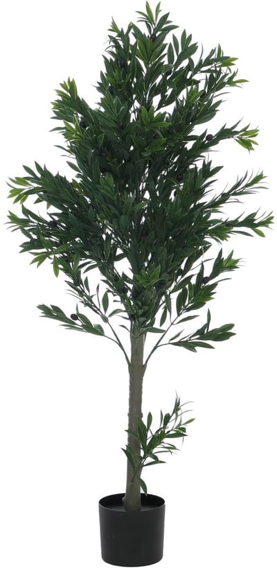 Kunstmatige olijfboom MCW-Q88, decoratieve plant, kunstboom, kunstplant, voor buiten, polyethyleen, 126x58x58 cm