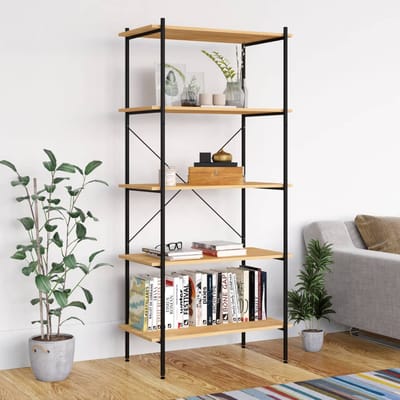 vidaXL - Opbergrek - 5-laags - 80x40x163 - cm - zwart - en - eikenkleurig