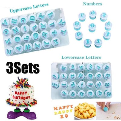 Alfabet/Letter Cutters En Cijfer Set Cake Biscuit Mold Taart Decoreren Gereedschappen Cookie Stamp Embosser Cutter Diy Suiker Koekjes Chocolade Plunger 3Sets (A+B+C)