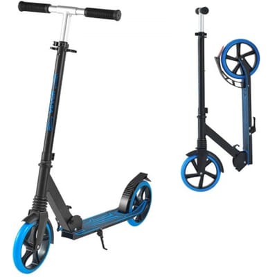 VEVOR Step (2 wielen) voor kinderen vanaf 8 jaar, stadsstep, kinderstep, straatstep met in hoogte verstelbaar stuur, antislip deck en opvouwbaar frame, step tot 100 kg, blauw