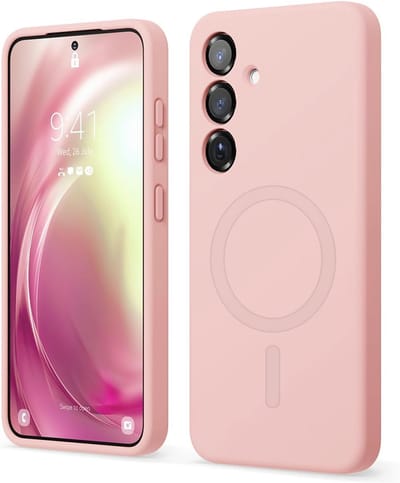 Stravo Hoesje Geschikt voor Samsung Galaxy S25 – Siliconen Cover Hoes met MagSafe – Slank & Lichtgewicht – Schokbestendig – Anti-Fingerprint – Siliconen Case voor Samsung Galaxy S25 - Roze
