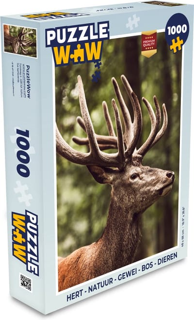 Puzzel Hert - Natuur - Gewei - Bos - Dieren - Legpuzzel - Puzzel 1000 stukjes volwassenen