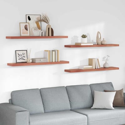 vidaXL - Wandplank - 4 - st - Rood - 120 - x - 23,5 - x - 3,8 - cm - Bewerkt - hout