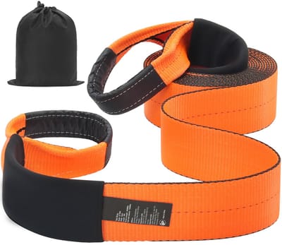 Sleepband 4 X 30 Voet, 46.500 Lbs Breukvastheid, Versterkte Lussenbanden, Boombeveiliging, Weerbestendig Ontwerp, voor Berging En Slepen, Incl. Beschermhoezen En Opbergtas