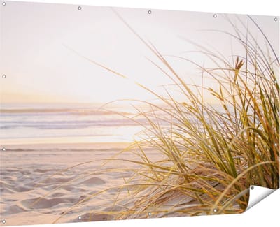 Gards Tuinposter Strand en Duinen tijdens Zonsondergang - 180x120 cm - Tuindoek - Tuindecoratie - Wanddecoratie buiten - Tuinschilderij