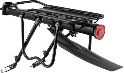ROCKBROS - Fietsbagagedrager Mountainbike - Bagagedrager met Spatbord - Snelspanner met reflector 24-29 inch - Zwart