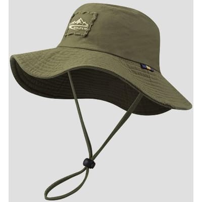 Japanse Outdoor Reis Bergbeklimmen Zonbeschermingshoed Mannen en Vrouwen Zomer Grote Klep Western Denim Zonnescherm Trekkoord Vissen Vissershoed M（56-58cm） gray