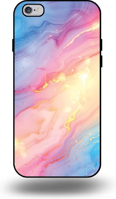 Smartphonica Telefoonhoesje Geschikt voor iPhone 6/6s met Regenboog Glitter Marmer Opdruk - TPU Backcover Case Rainbow Glitter Marble Design geschikt voor iPhone 6/6s