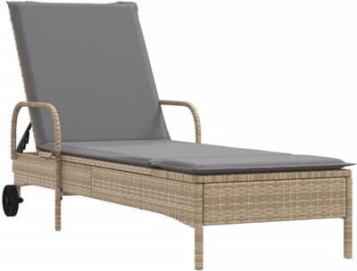 Tuinligstoel - Loungestoel Chaise longue - Ontspannen in de tuin - 3-voudig verstelbare rugleuning - 61 x 200 cm - Beige