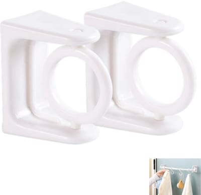 2 stuks, paalsteunring, Gordijnringen，geen boren nodig, steunframe, paalloos, geschikt voor badkamers, toiletten, keukens en woningen, wit, 4*2,7*5cm