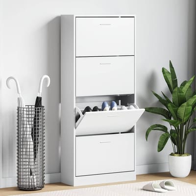 vidaXL - Schoenenkast - 63x24x147 - cm - bewerkt - hout - wit