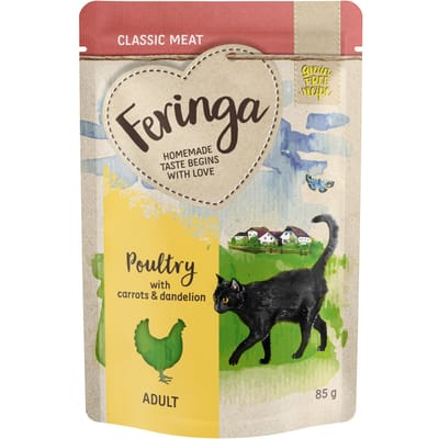 12x85g Maaltijdzakjes Gevogelte met Wortelen Feringa Kattenvoer