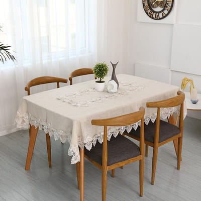Effen Kleur Tafelkleed Puur Lichtgrijs Europese Stijl Cover Kaart Kant Afwerking Wasbaar Tafelkleed Voor Salontafel 60 X 60CM white