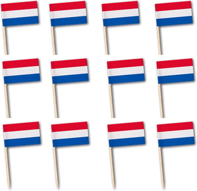 Prikkertjes Rood | Wit | Blauw (50ST) | Nederland | Koningsdag | Bevrijdingsdag | EK & WK | Cocktailprikkertjes