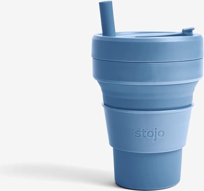 Stojo - Junior Cup met Rietje 250 ml Steel - Siliconen - Blauw -