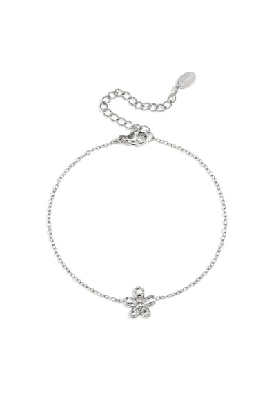 Armband met minimalistisch bloemetje - Zilveren kleur - Verkleurt niet - Cadeau - Goudlief.nl