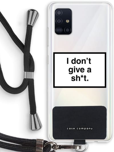 Hoesje met koord geschikt voor Samsung Galaxy A51 4G hoesje met Koord - Don't give a shit - Telefoonhoesje met Zwart Koord - Bescherming aan alle Kanten en Over de Schermrand