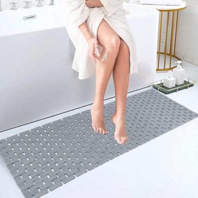 Lange Bambo Badmat Badkamer Runner - Waterdichte Antislip Accessoires 40x112 cm - Gemakkelijk schoon te maken - Grijs