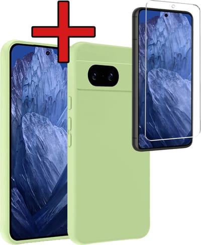 Hoesje - Met Screenprotector - Geschikt voor Google Pixel 8a - Sterk & Shockproof - Telefoon Hoes - Back Cover - Siliconen Case - Telefoonhoes - Groen