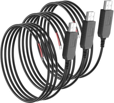 DC Boost Kabels - 3 Pack USB 5V naar 12V Step-Up Converter, Ideaal voor Camera's, Mini Speakers en Oplaadbare Apparaten (0.9 m)