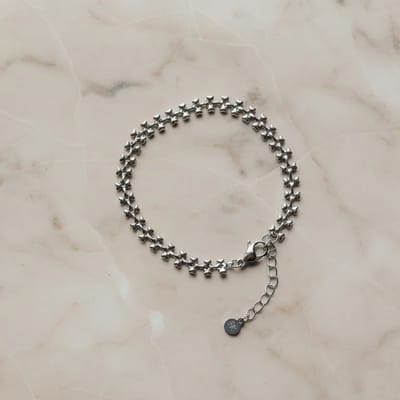 Armband zilverkleurig - Schakel & hartjes - Stainless steel dames armband - SK Sieraden - Verstelbaar