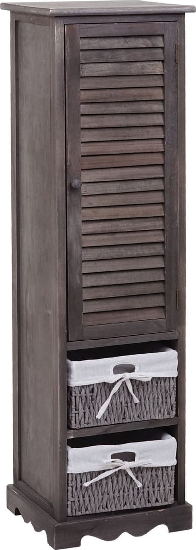 Badkamermeubel MCW-H20, badkamer kast badkamermeubel badkamerplank, 120x27x29cm massief hout ~ shabby grijsbruin