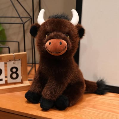 27 cm Schattige Schotse Hooglandkoe Pluche Speelgoed Gevuld Dier Speelgoed Poppen Simulatie Lang Haar Koe Pluche Voor Kinderen Verjaardagscadeau Huisdecoratie 27cm donkerbruine kleur