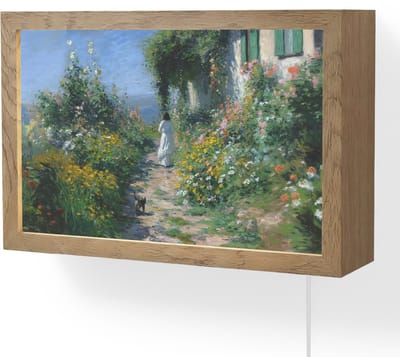 Wandlamp 30x20 cm - Oplaadbaar - Kat - Vrouw - Bloemen - Huis - Wandlampen binnen woonkamer - Slaapkamer lamp met kabel - Decoratieve nachtlamp - Vloerlamp snoer