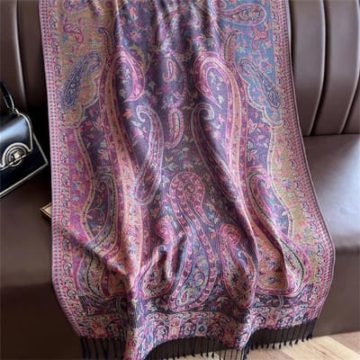 Luxe Borduur Kasjmier Winter Sjaals Dames Pareo Cape Warm Moslim Modale Hijabs Sjaal Dikke Hoofddoek Dames Elegante Poncho 70X180CM gray