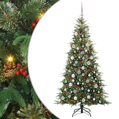 vidaXL - Kunstmatige - Hinged - Kerstboom - met - 300 - LED - Groen - 180 - cm - PE - en - PVC