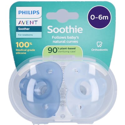 Philips Avent Soothie Hart - 0-6 Maanden - 2 Stuks - Plant-based - Blauw - SCF099/21