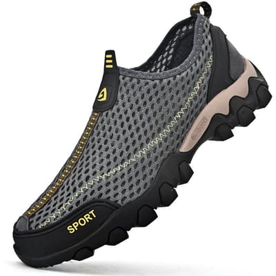Zomer Herenschoenen Ademend Antislip Hol Uit Outdoor Klimlaarzen Mesh Casual Sport Lichtgewicht Sneldrogend Waadschoenen 46 grijze kleur