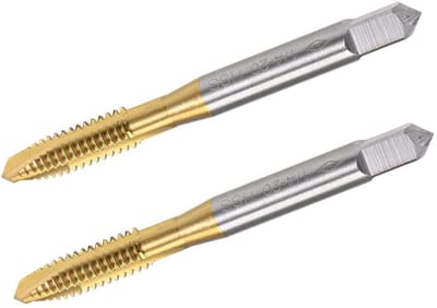 Dailygoods- Freeskraan HSS Titanium Coated - 1/4-20 UNC Draad - Spiraalpunt - 3 Fluiten - 2 Stuks - H2 Tolerantie - Draadkraan