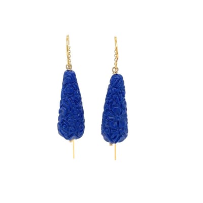 Pat's Jewels Oorbellen - Oorbellen Dames - Doortrek Oorbellen - Statement Oorbellen - Blauw - Goud