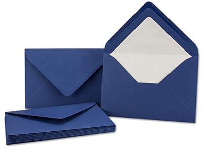 Donkerblauwe Enveloppen DIN B6 - 50 Stuks Geribbeld Papier voor Feestelijke Gelegenheden