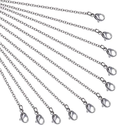 10 stuks 50 cm/19,69 inch platina roestvrij staaldraad ketting met kreeft gesp voor hangers ketting armband doe-het-zelf sieraden maken