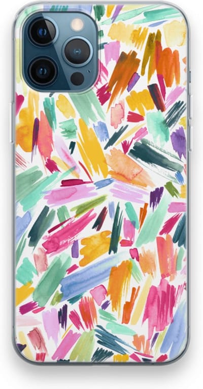 Case Company® - Hoesje geschikt voor iPhone 12 Pro hoesje - Watercolor Brushstrokes - Soft Cover Telefoonhoesje - Bescherming aan alle Kanten en Schermrand